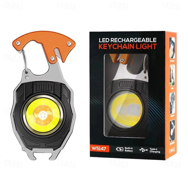 8 In 1 Rechargeable Multifunction Keychain Flashlight